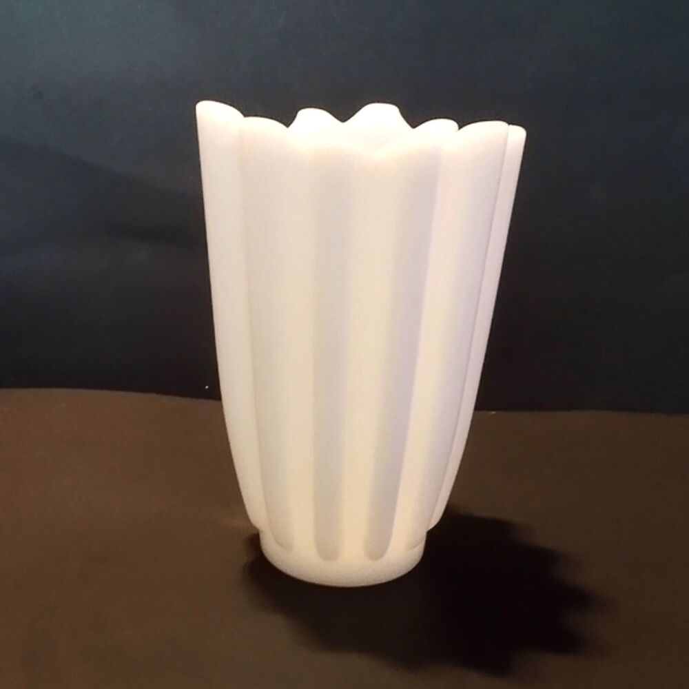 Vintage Fostoria Celestial Asymmetrical Milk Glass Vase Mid Century Elegance